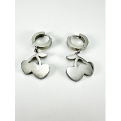 Gümüş Kiraz Detaylı Küpe